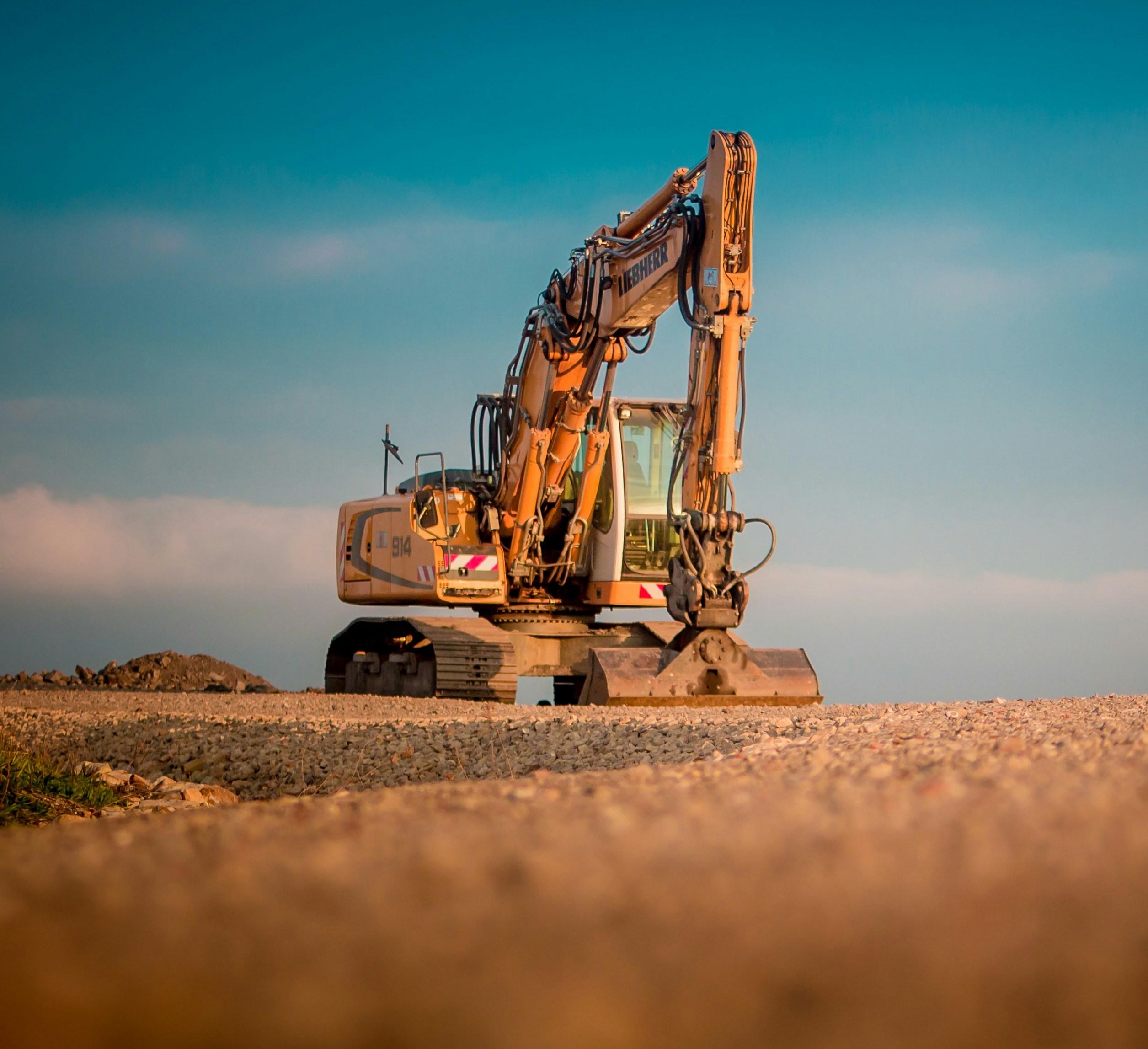 Excavator on a gravel jobsite